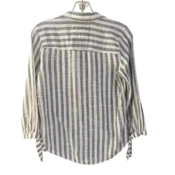 Abercrombie & Fitch Blue Striped Tie Sleeve Top XS - Picture 3 of 6